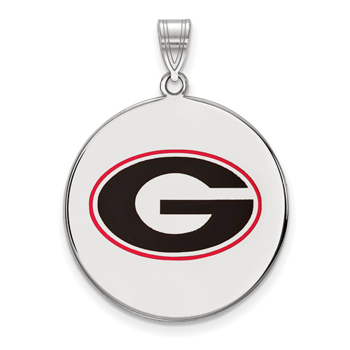 Sterling Silver 1in University of Georgia G Round Enamel Pendant