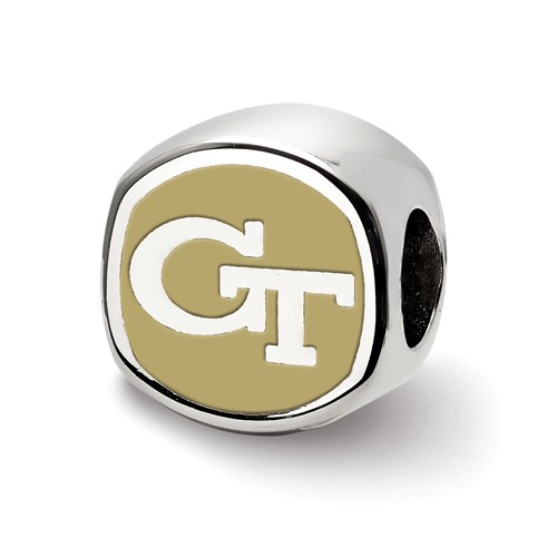 Sterling Silver Georgia Tech GT Enamel Cushion Bead