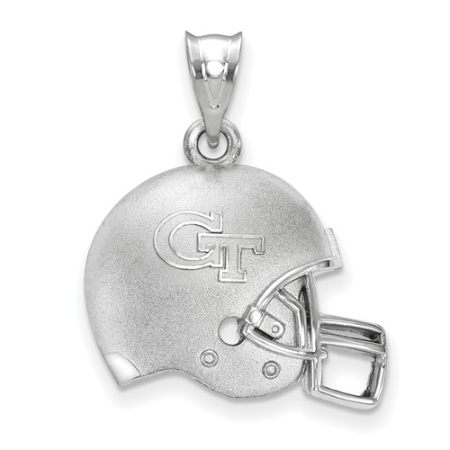 Sterling Silver 3/4in Georgia Tech Football Helmet Pendant