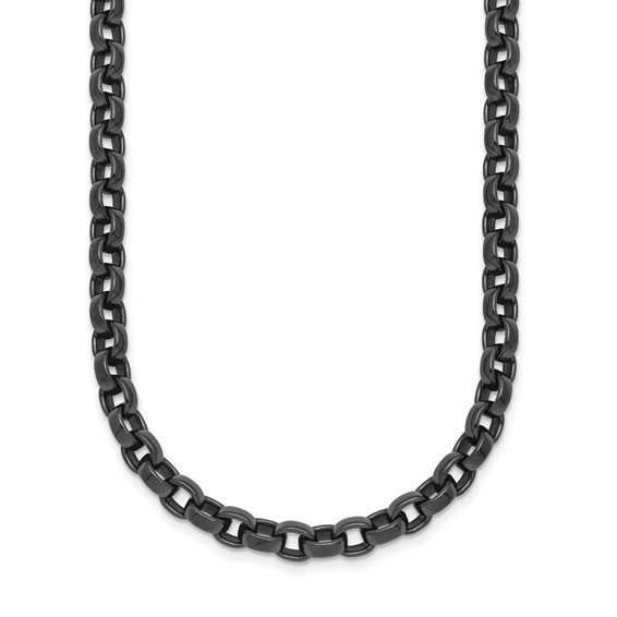 Black PVD Stainless Steel 20in Cable Chain Necklace 5.5mm Wide