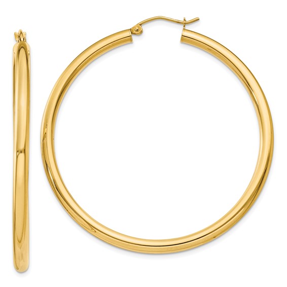 14 Yellow Gold 2in Classic Lightweight Round Hoop Earrings 3mm