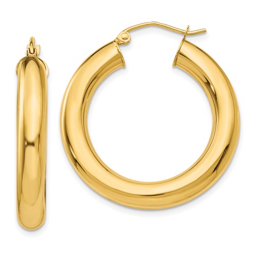 14k Yellow Gold 1.25in Lightweight Hoop Earrings 5mm