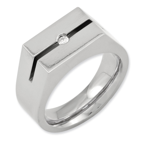 Diamond Titanium Signet Ring with Groove TB261AA | Joy Jewelers