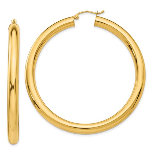 14k Yellow Gold 2in Round Hoop Earrings 5mm