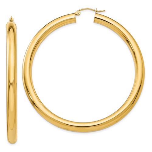 14k Yellow Gold 2.5in Hoop Earrings 5mm Thick TC194 | Joy Jewelers