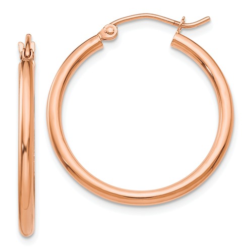 14kt Rose Gold 1in Classic Hoop Earrings 2mm TE529 | Joy Jewelers
