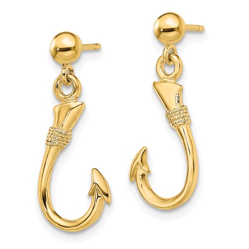 Polished Gold Fish Hook Pierced Earrings –