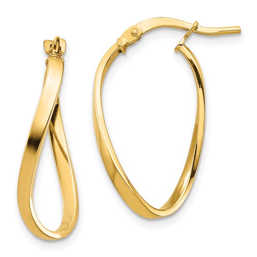 14k Yellow Gold Wavy Hoop Earrings With Polished Finish 7/8in TF1394