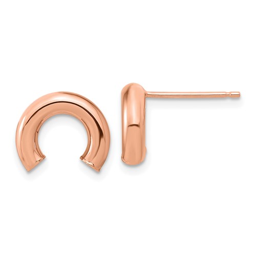 14k Rose Gold Tiny U Shape Tube Earrings