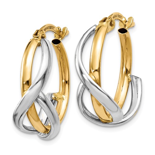 14k Two-tone Gold Twisted Wrap Hoop Earrings 3/4in TF677