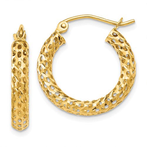 14k Yellow Gold Mesh Hoop Earrings 1/2in TH515 | Joy Jewelers