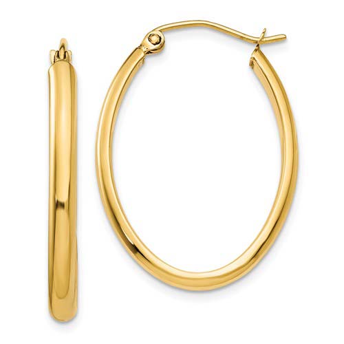 14k Yellow Gold 1in Oval Hoop Earrings 3mm TL239 | Joy Jewelers