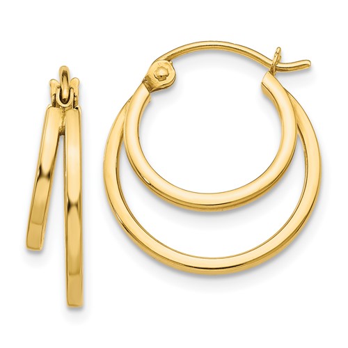 K Yellow Gold Small Double Hoop Earrings Tl Joy Jewelers