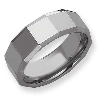 Beveled 8mm Tungsten Ring with Square Facets