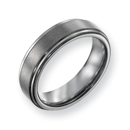 6mm Tungsten Ring Ridged Edges TU77 | Joy Jewelers