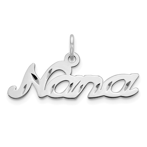 14k White Gold Script Nana Charm