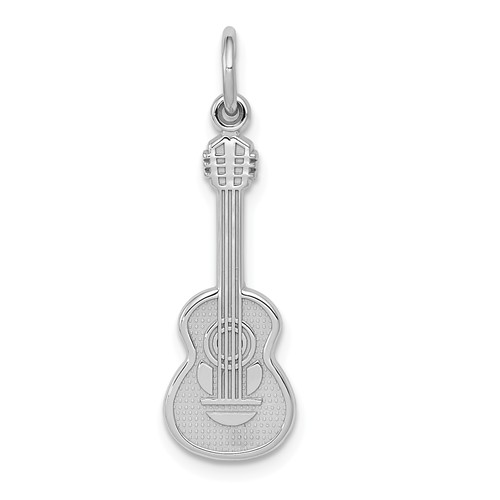 14k White Gold Guitar Pendant 3/4in