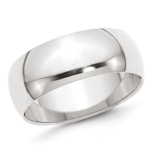 14kt White Gold 8mm Polished Wedding Band