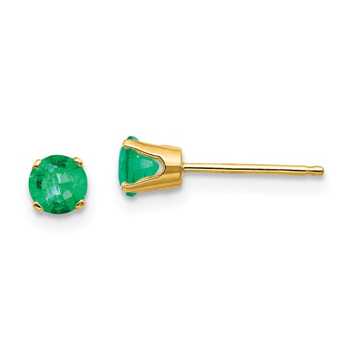 14k Yellow Gold 3/5 ct tw Emerald Stud Earrings