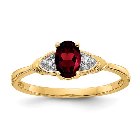 14kt Yellow Gold 1/5 Ct Oval Garnet Ring with Diamond Accents XBS260