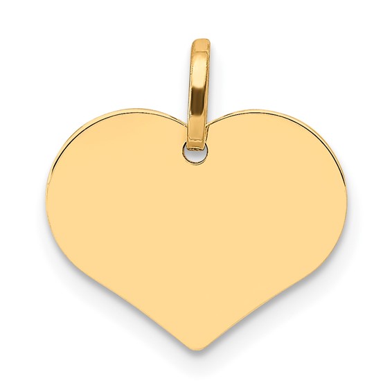 14kt Yellow Gold 1/2in Italian Flat Heart Charm XCH94 | Joy Jewelers