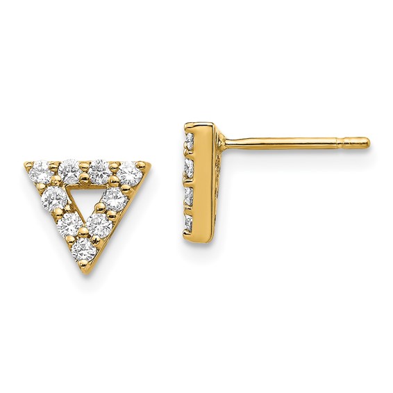 14k Yellow Gold .30 ct tw Diamond Triangle Open Earrings