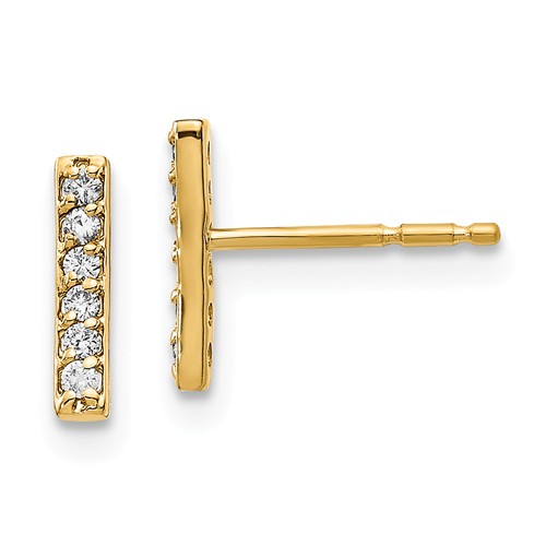 14k Yellow Gold 1/10 ct tw Diamond Bar Post Earrings