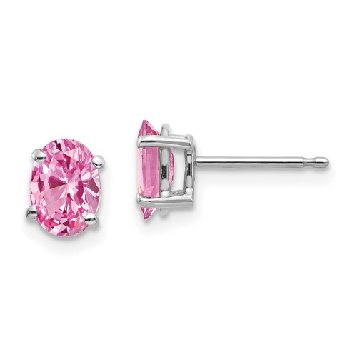 14k White Gold 2.2 ct tw Oval Pink Sapphire Stud Earrings XE87WSP-B