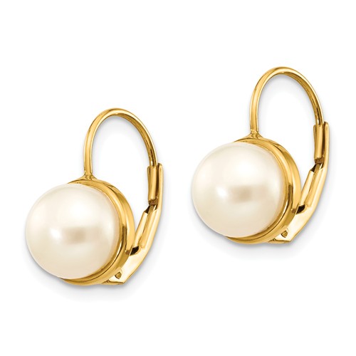 14k Yellow Gold 6mm Button Freshwater Cultured Pearl Earrings