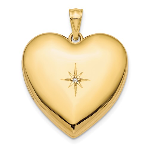 14k Yellow Gold .01 ct Diamond Ash Holder Heart Locket