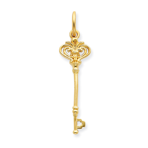 14kt Yellow Gold 1 1/4in Crown Key Pendant XP3493 | Joy Jewelers