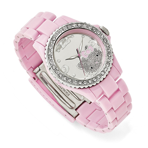 Hello Kitty Pink Acrylic Watch with Crystal Bezel