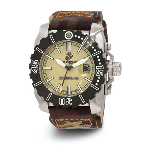 Wrist Armor US Marines C2 Yellow Dial Camo Quartz Watch with Tritium