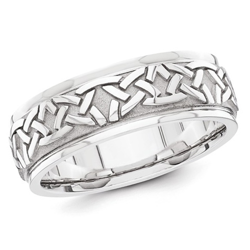 14kt White Gold 7mm Celtic Knot Wedding Band XWB156 | Joy Jewelers