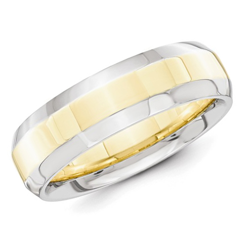 14kt Two Tone 6mm Wedding Band