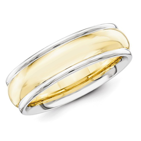 14kt Two Tone Gold Domed 6mm Wedding Band XWB25 | Joy Jewelers