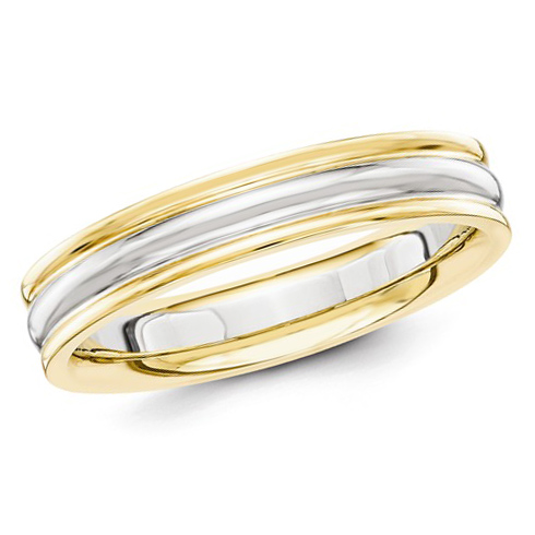 14kt Two Tone Gold 4mm Ridged Wedding Band XWB28 | Joy Jewelers