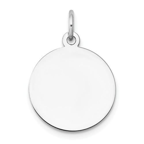 14k White Gold Round Engravable Charm 5/8in