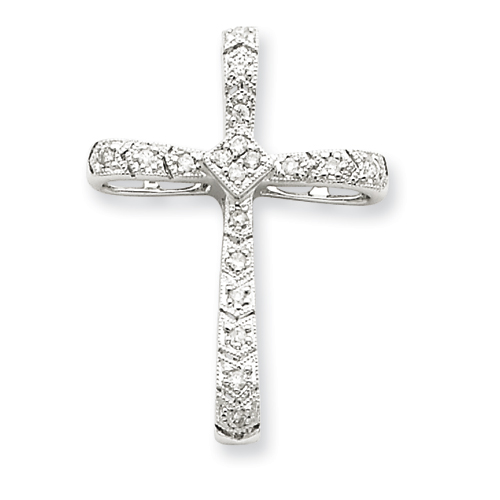 14kt White Gold .16 ct Diamond Filigree Cross Pendant