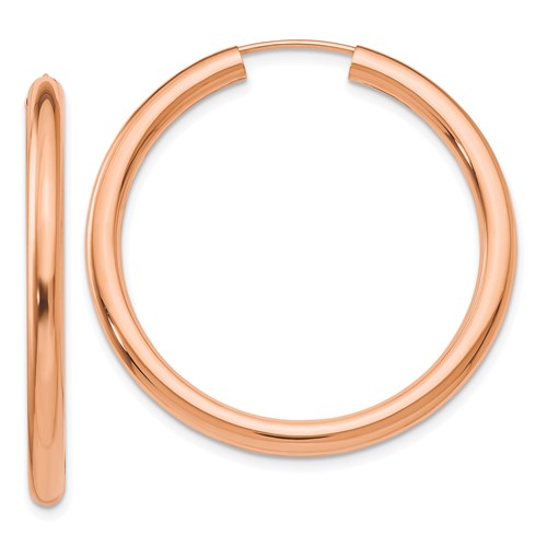 14k Rose Gold 1.5in Endless Hoop Earrings 3mm