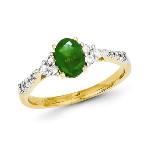 14kt Yellow Gold 4/5 ct Oval Emerald Ring with Diamonds Y11389E
