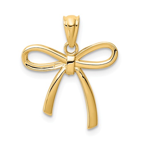 14k Yellow Gold Small Ribbon Bow Pendant