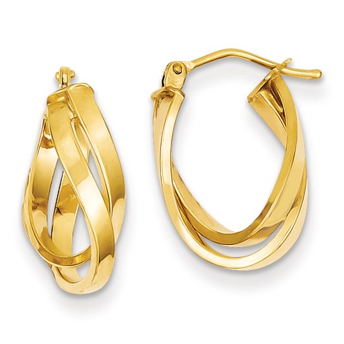 14kt Yellow Gold 3/4in Italian Double Interwined Hoop Earrings Z1240