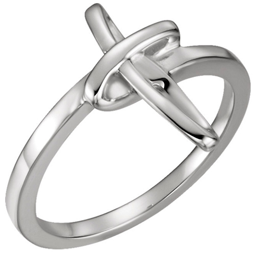 14kt White Gold Heart with Cross Purity Ring JJR7027W | Joy Jewelers