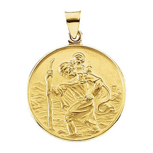 18kt Yellow Gold 1/2in Round St. Christopher Medal JJR16940_13