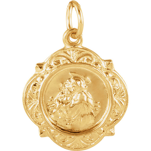 14k Yellow Gold St. Anthony Shield Charm 1/2in JJR16992_14K