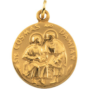 14k Sts. Cosmas Damian Medal 18mm