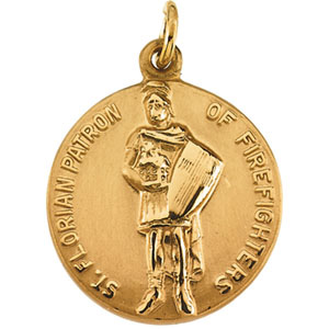 St. Florian Medal 18mm - 14k Yellow Gold