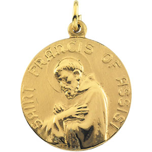 St. Francis of Assisi Medal 18mm - 14k Yellow Gold