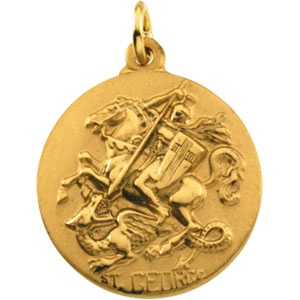 St. George Medal 18mm - 14k Yellow Gold